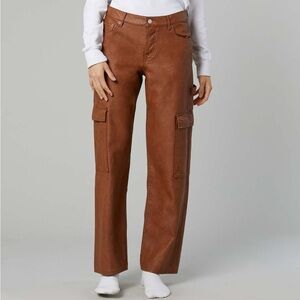 Still Here NYC Charlie Faux Leather Pants in Saddle